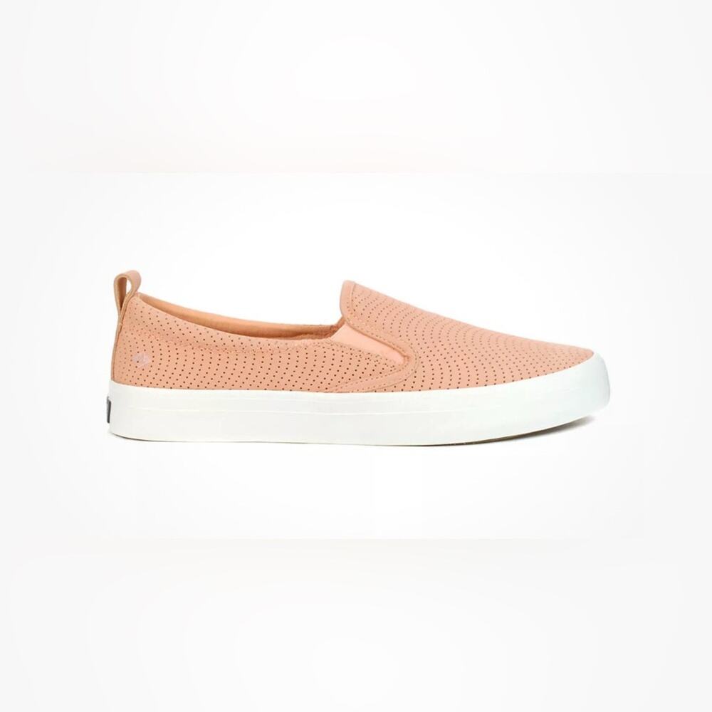 SPERRY Women’s Sz 11 Crest Twin Gore Wave Peach Perforated Leather Sneakers
